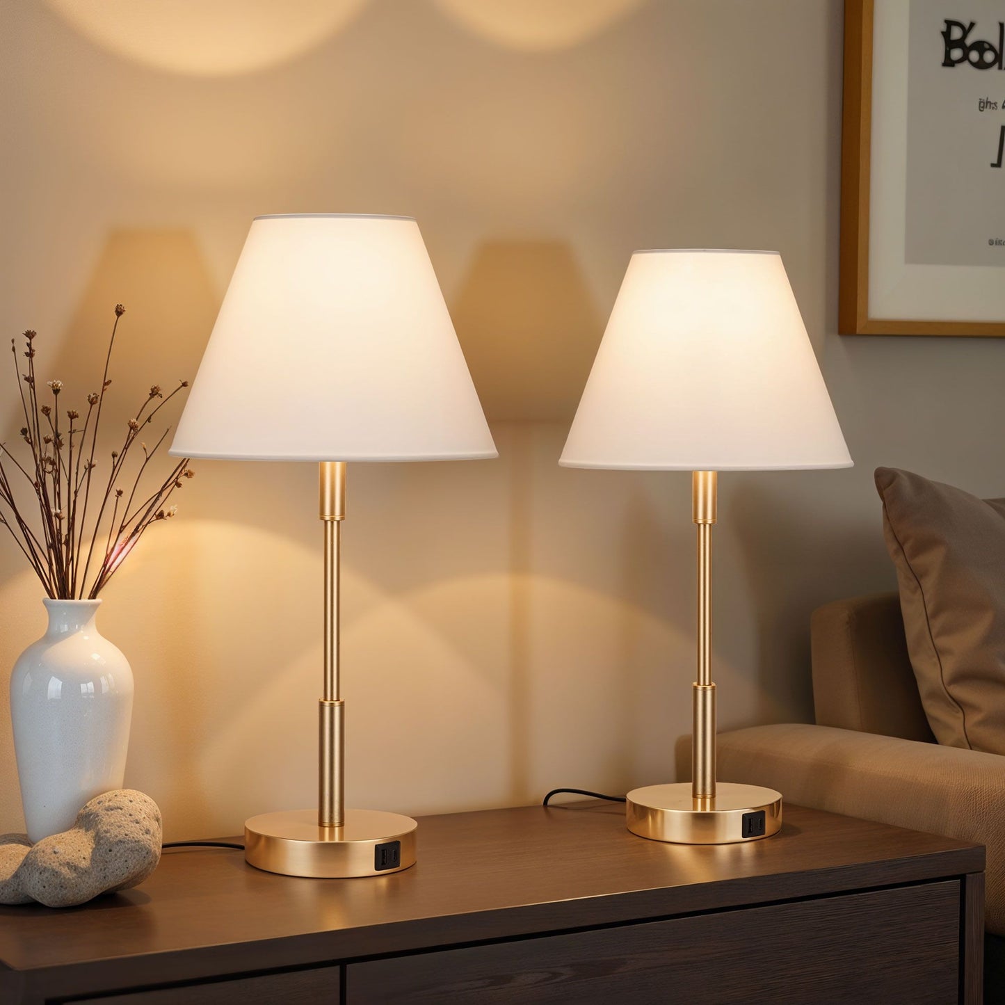 Marlow Lamp Set with USB ports
