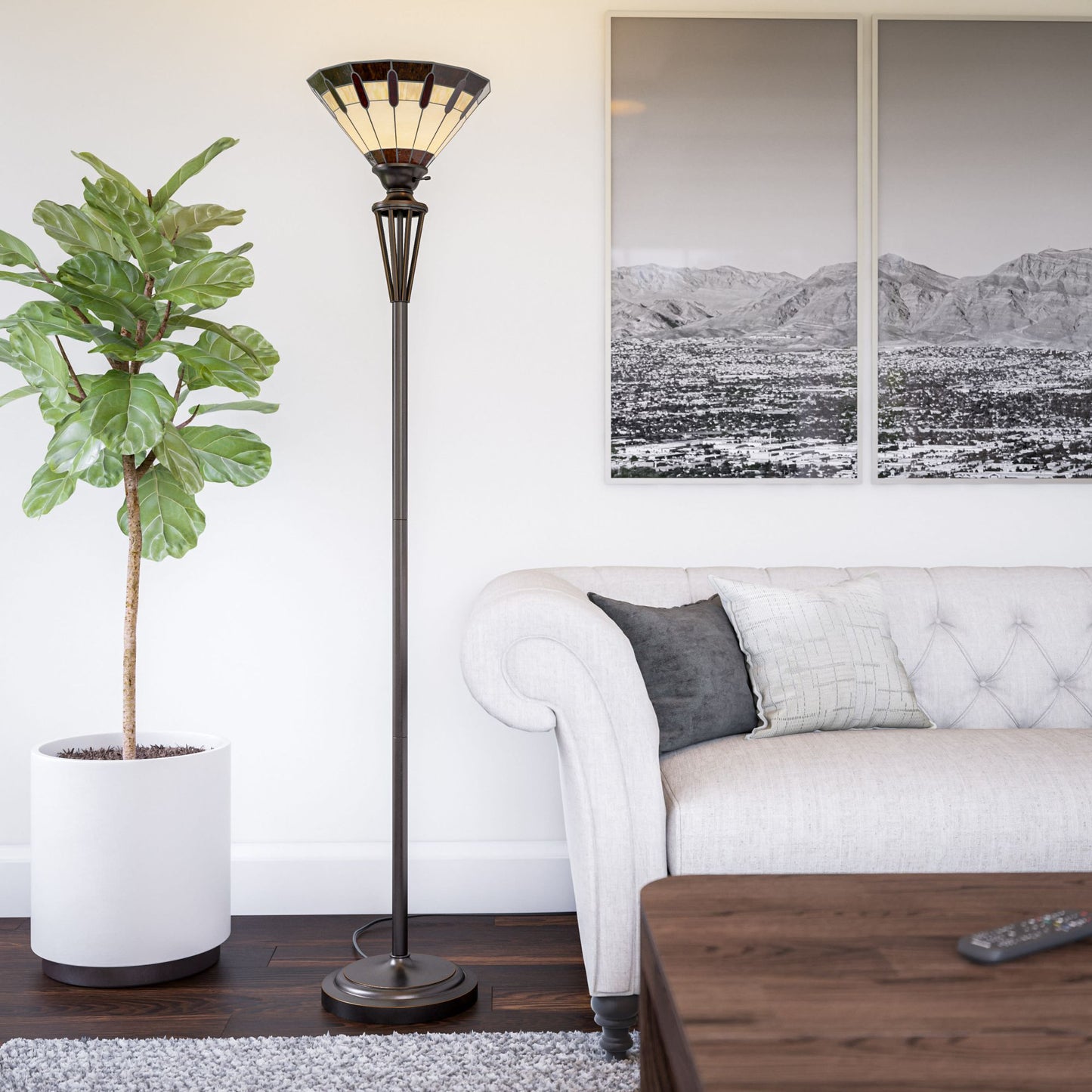 Harmond Glass Torchiere Floor Lamp
