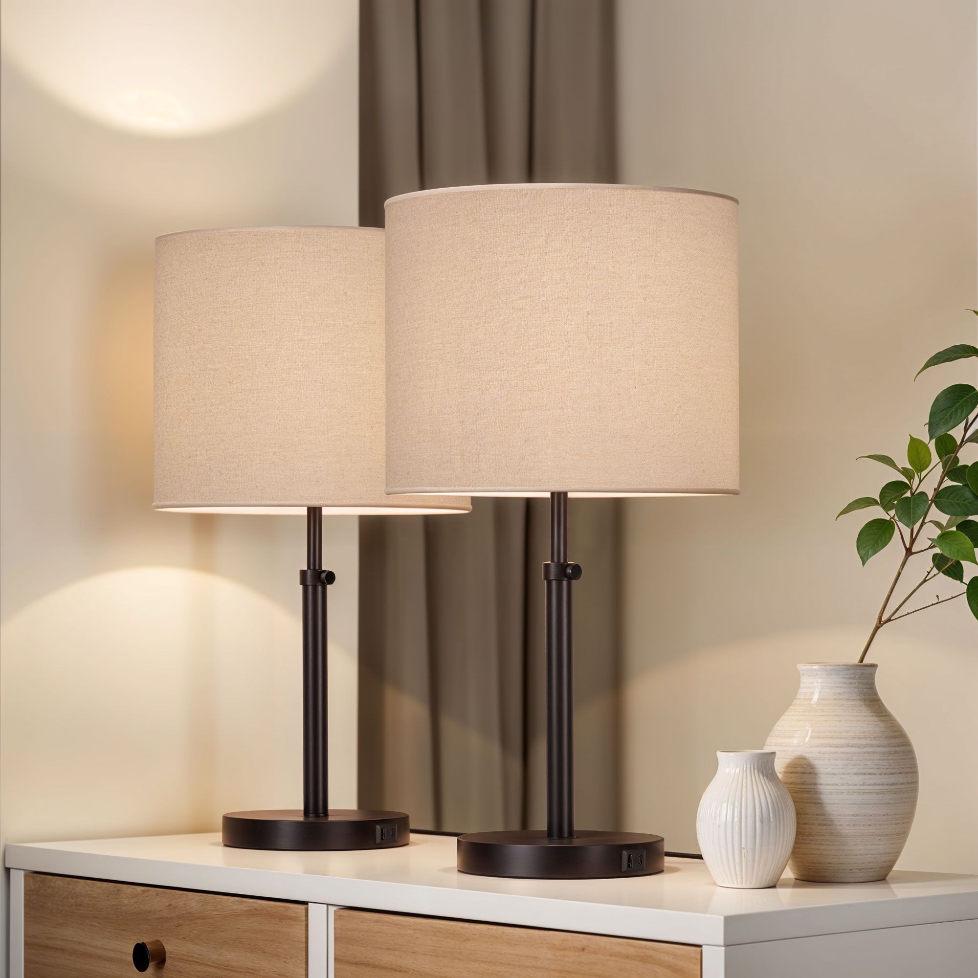 Beckett Lamp Set with USB ports