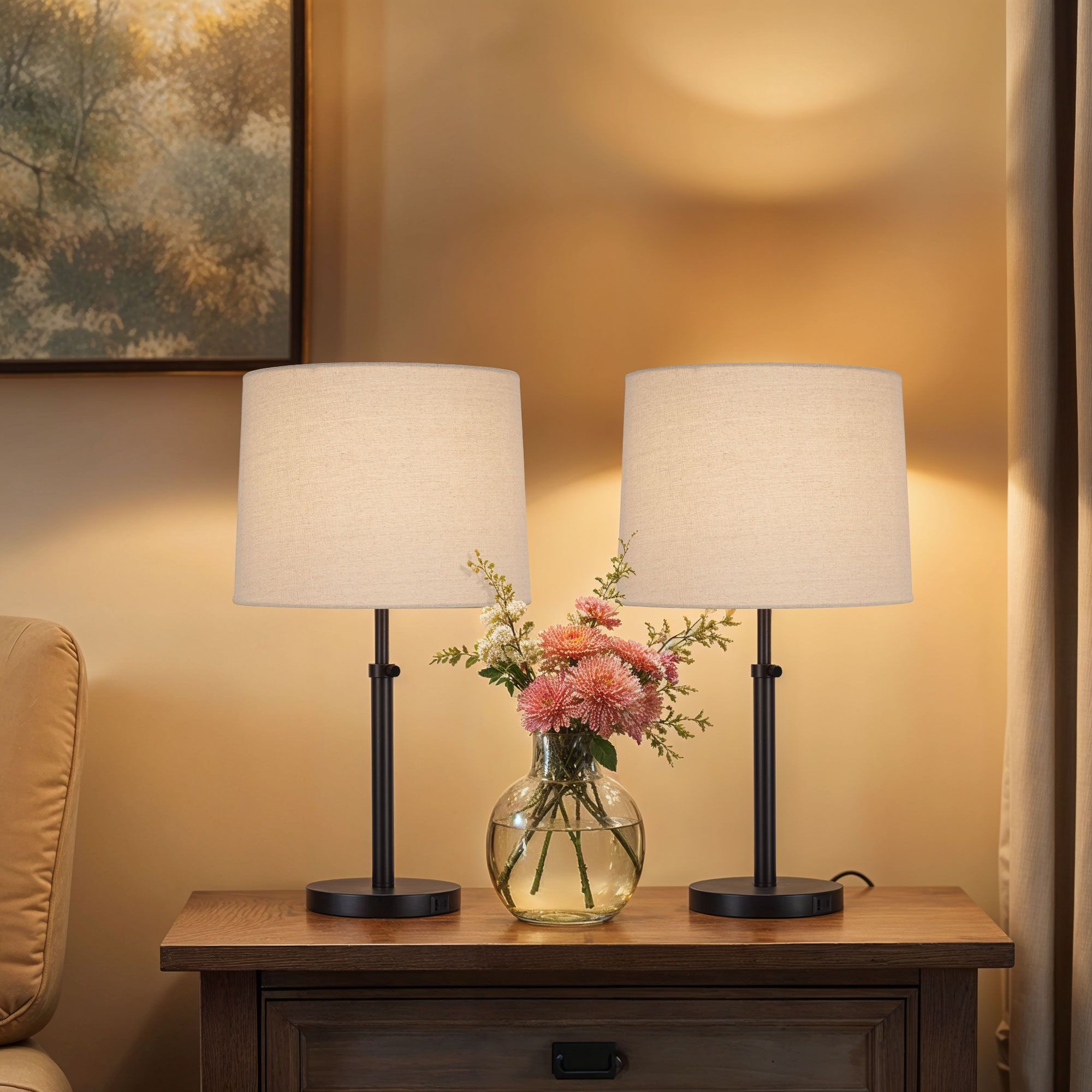 Beckett Lamp Set with USB ports