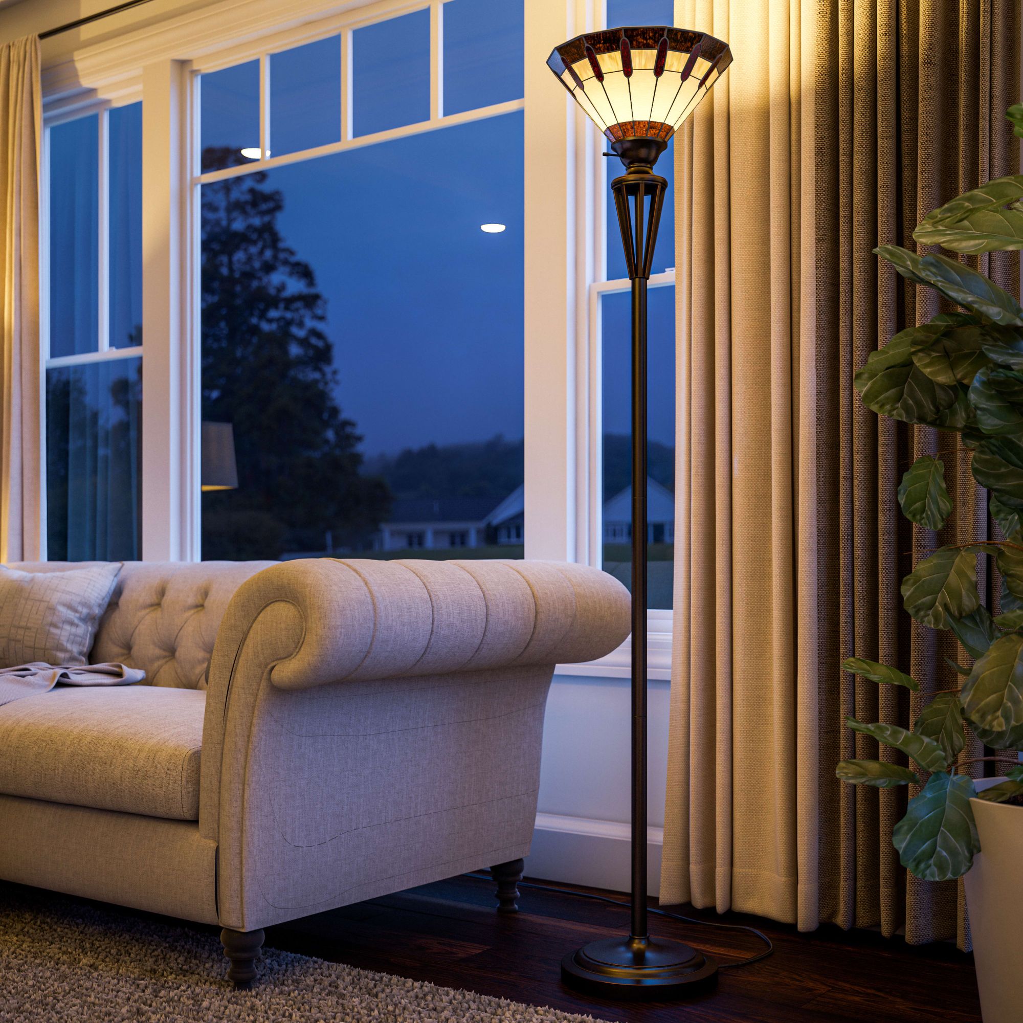 Harmond Glass Torchiere Floor Lamp