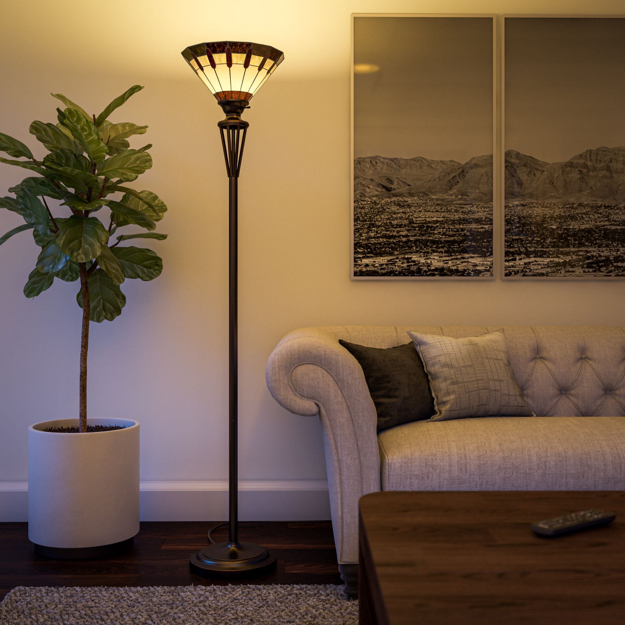 Harmond Glass Torchiere Floor Lamp