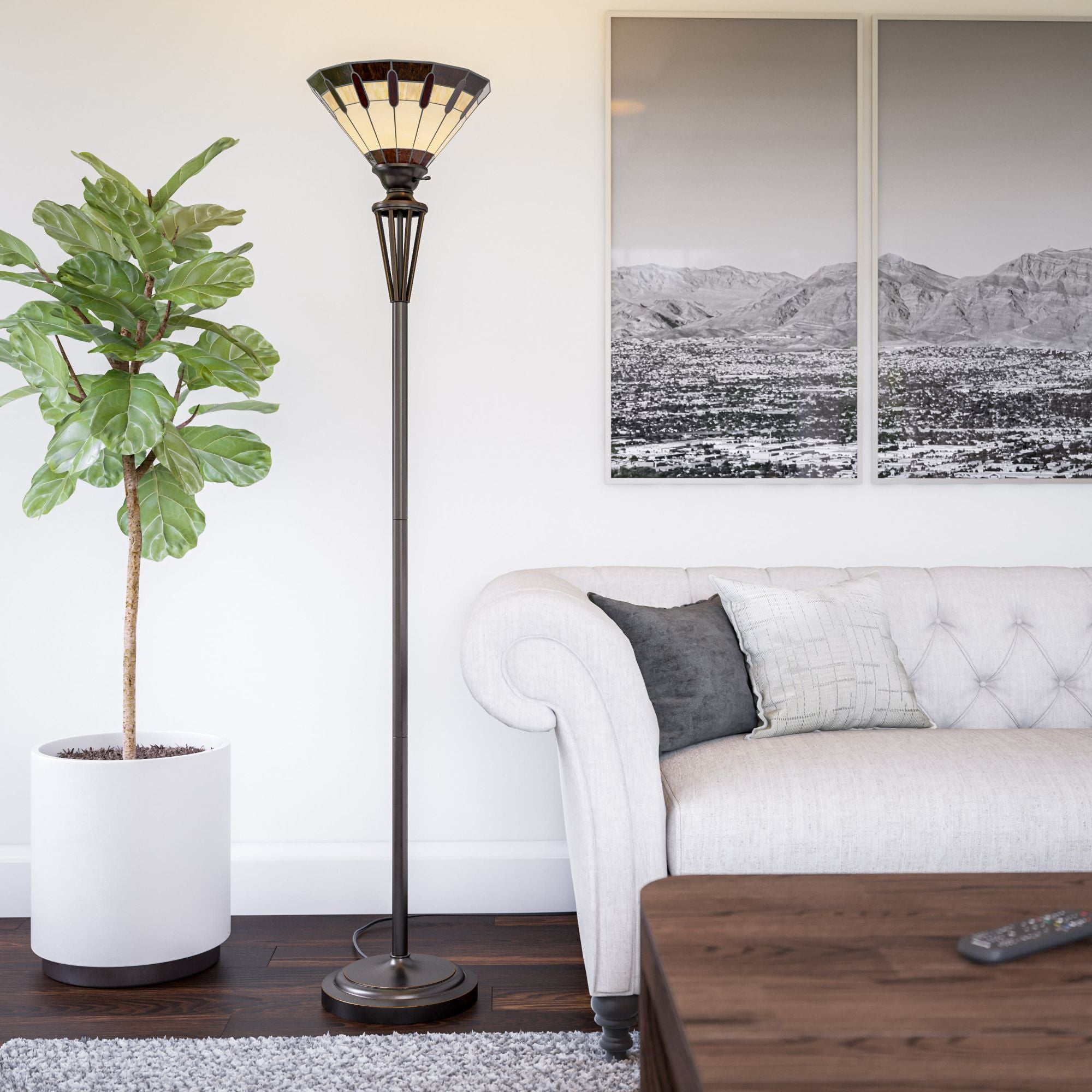 Harmond Glass Torchiere Floor Lamp