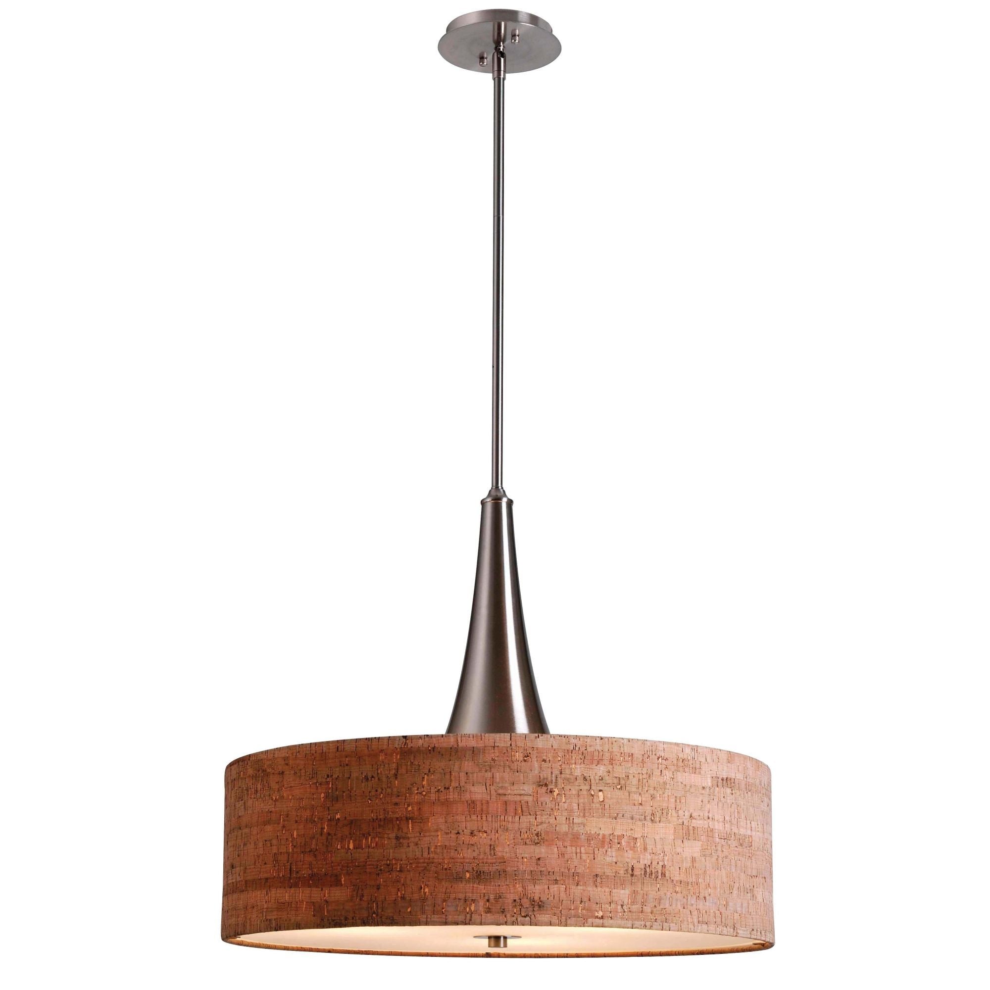 Bulletin 3-Light Pendant with Cork Drum Shade