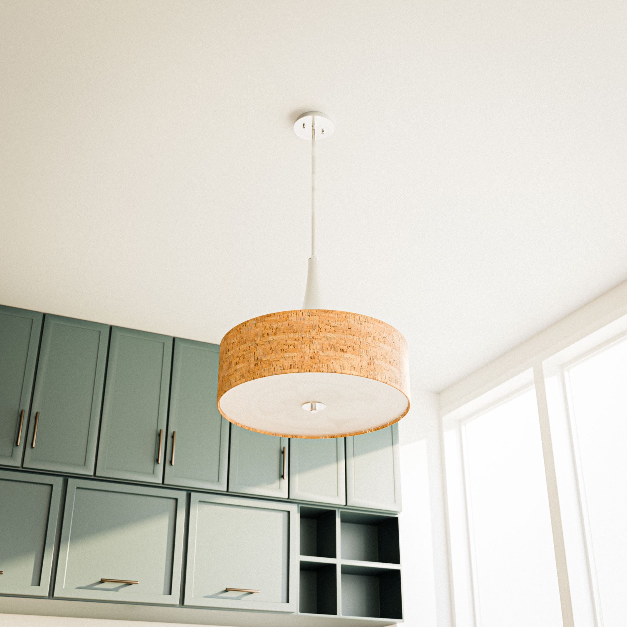 Bulletin 3-Light Pendant with Cork Drum Shade