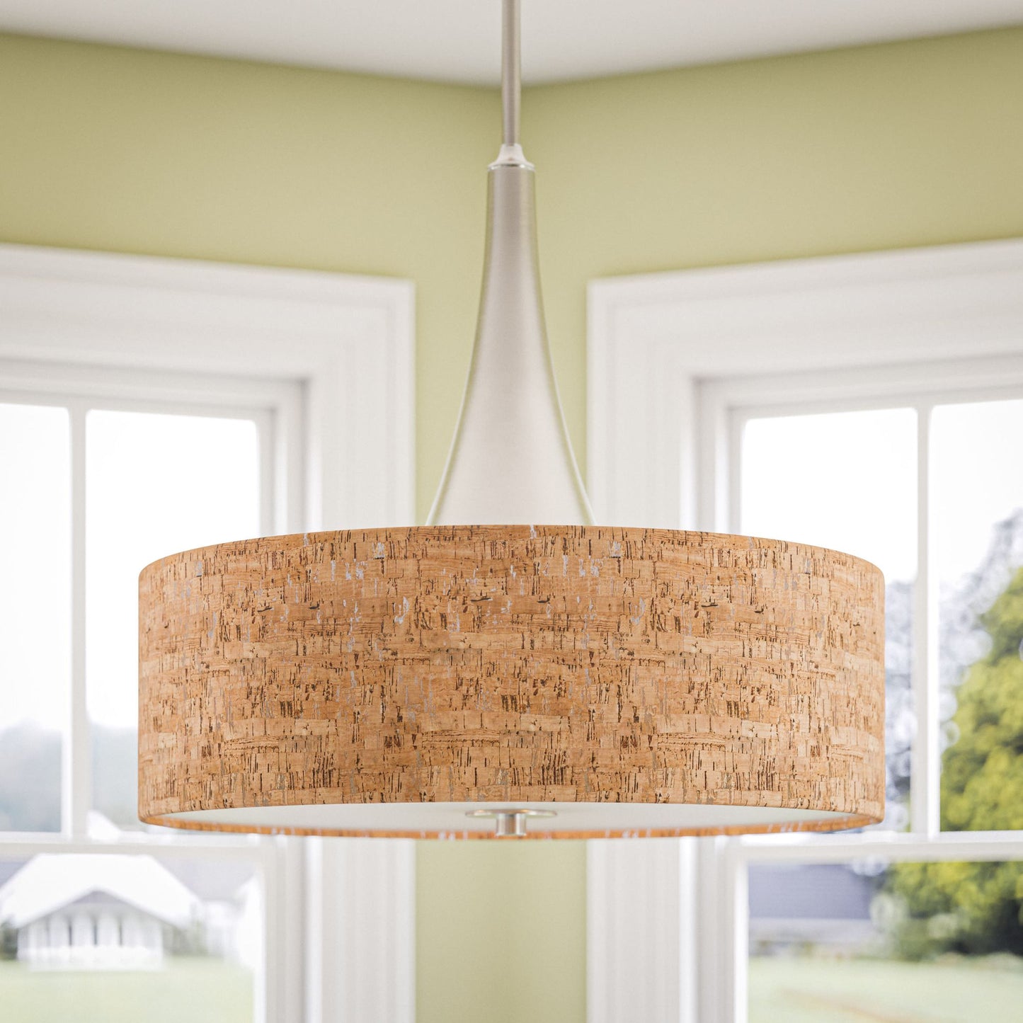 Bulletin 3-Light Pendant with Cork Drum Shade