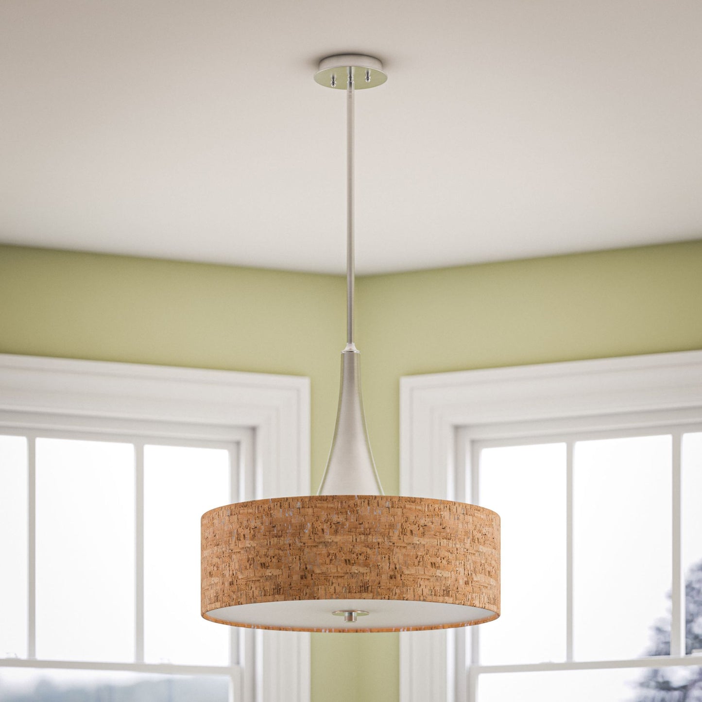 Bulletin 3-Light Pendant with Cork Drum Shade