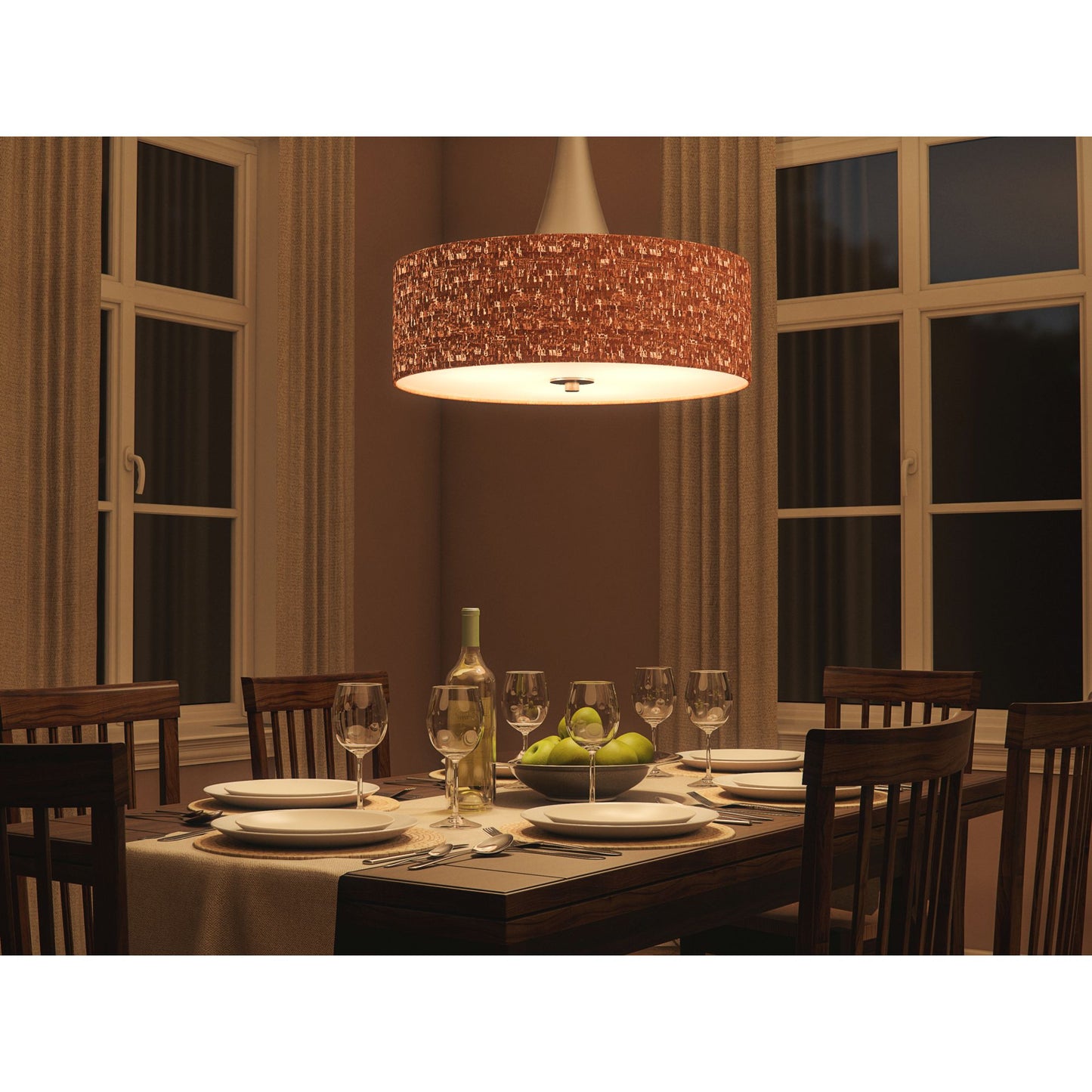 Bulletin 3-Light Pendant with Cork Drum Shade