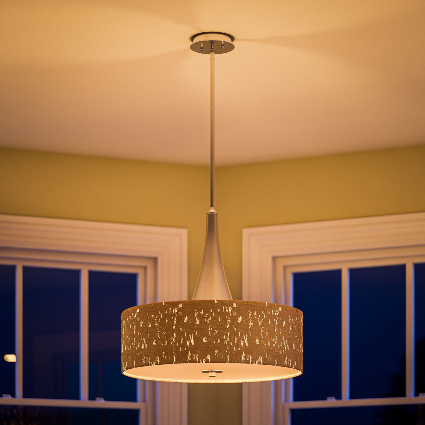 Bulletin 3-Light Pendant with Cork Drum Shade