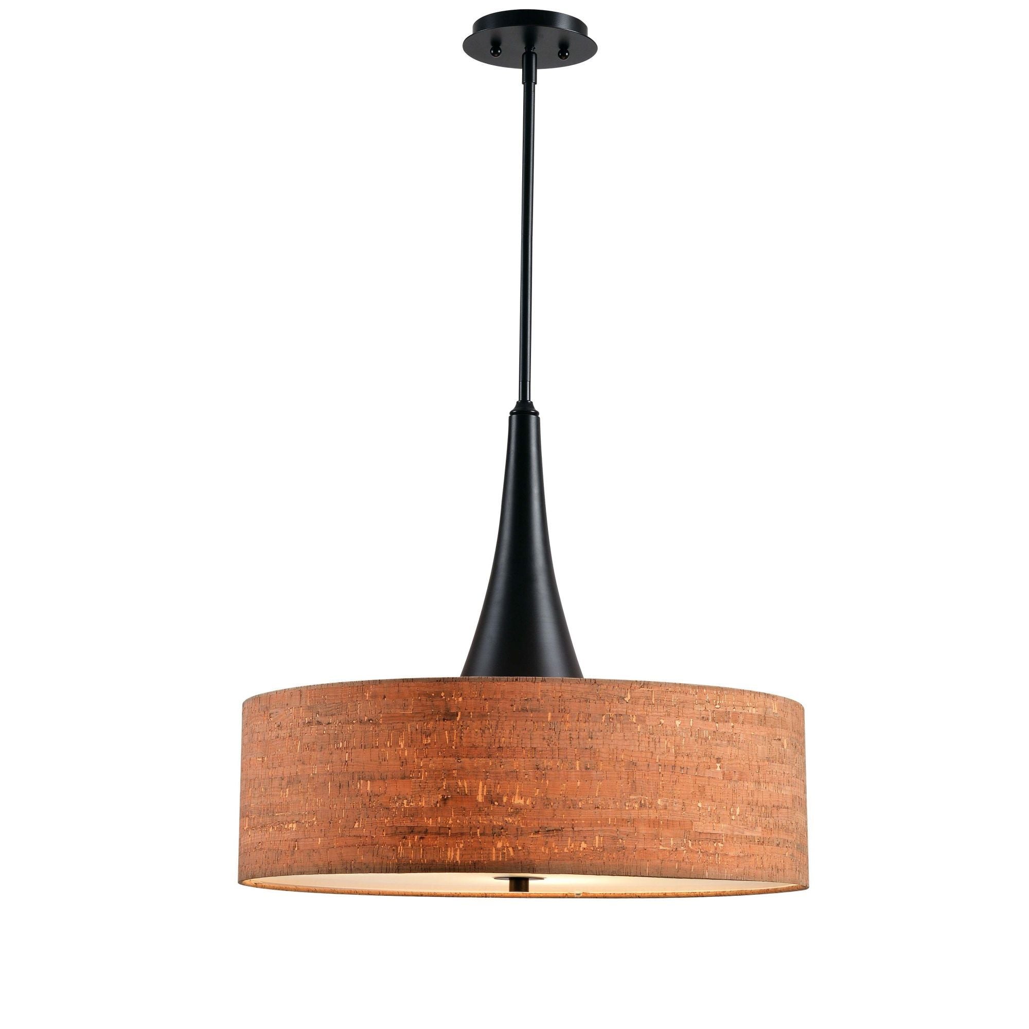 Bulletin 3-Light Pendant with Cork Drum Shade