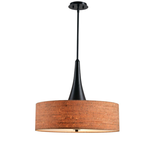 Bulletin 3-Light Pendant with Cork Drum Shade