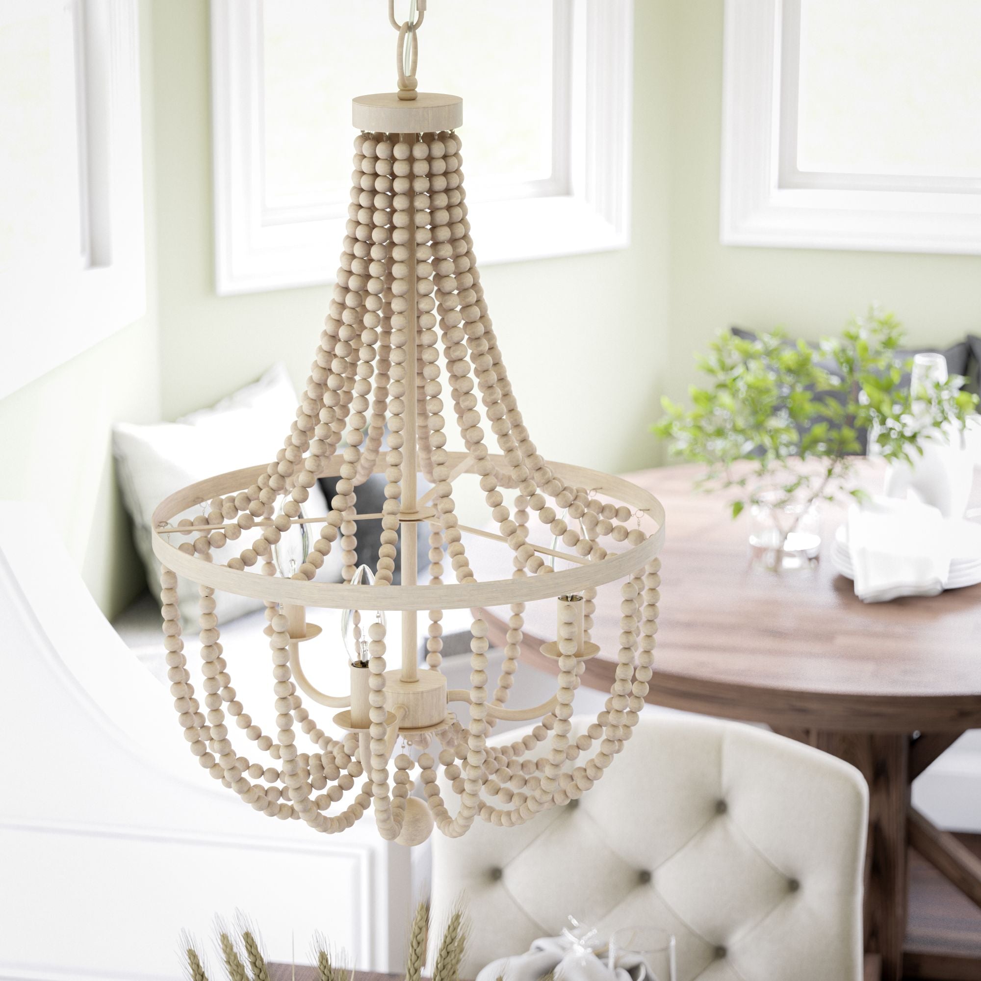 Dumas 3-Light Wood Beach Chandelier