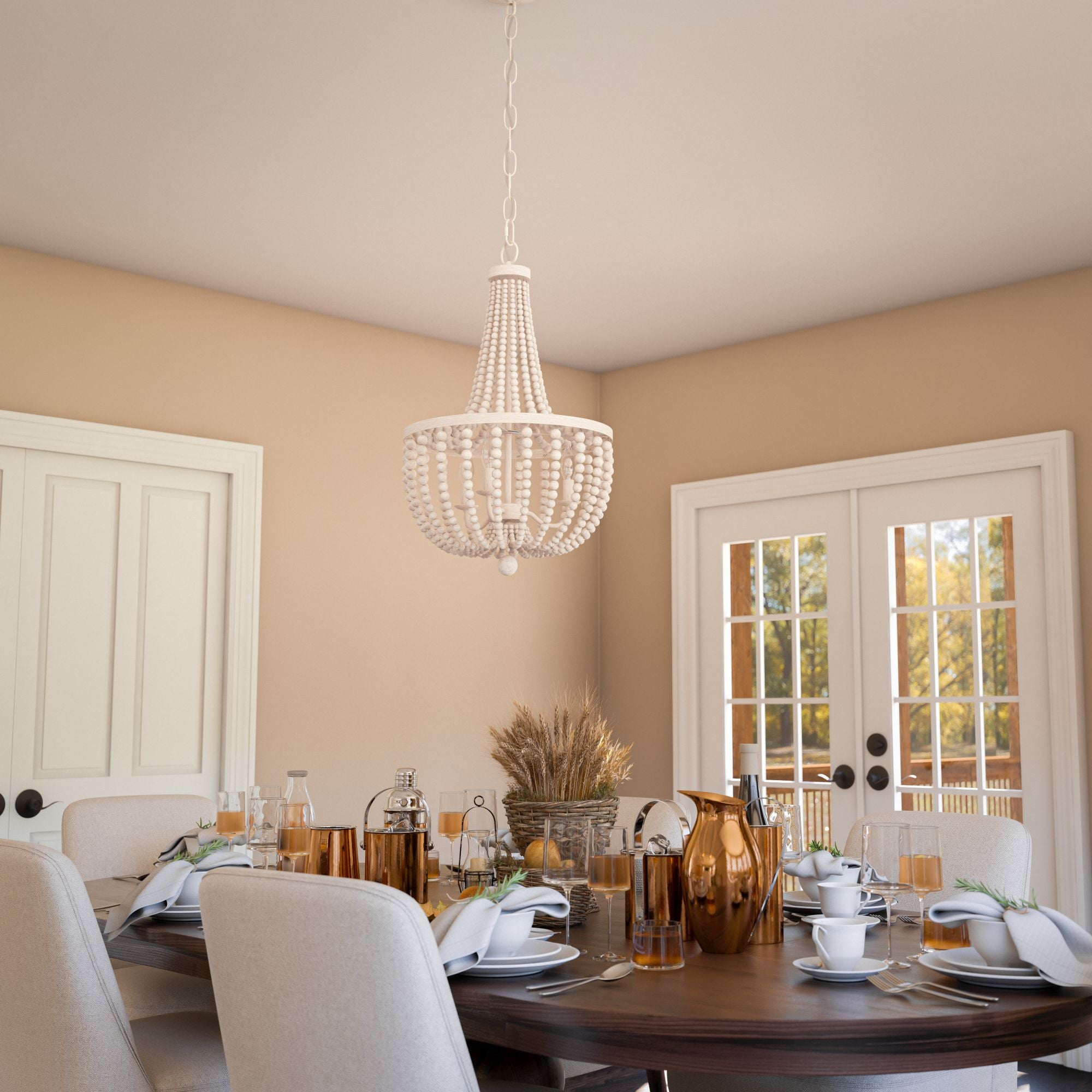 Dumas 3-Light Wood Beach Chandelier