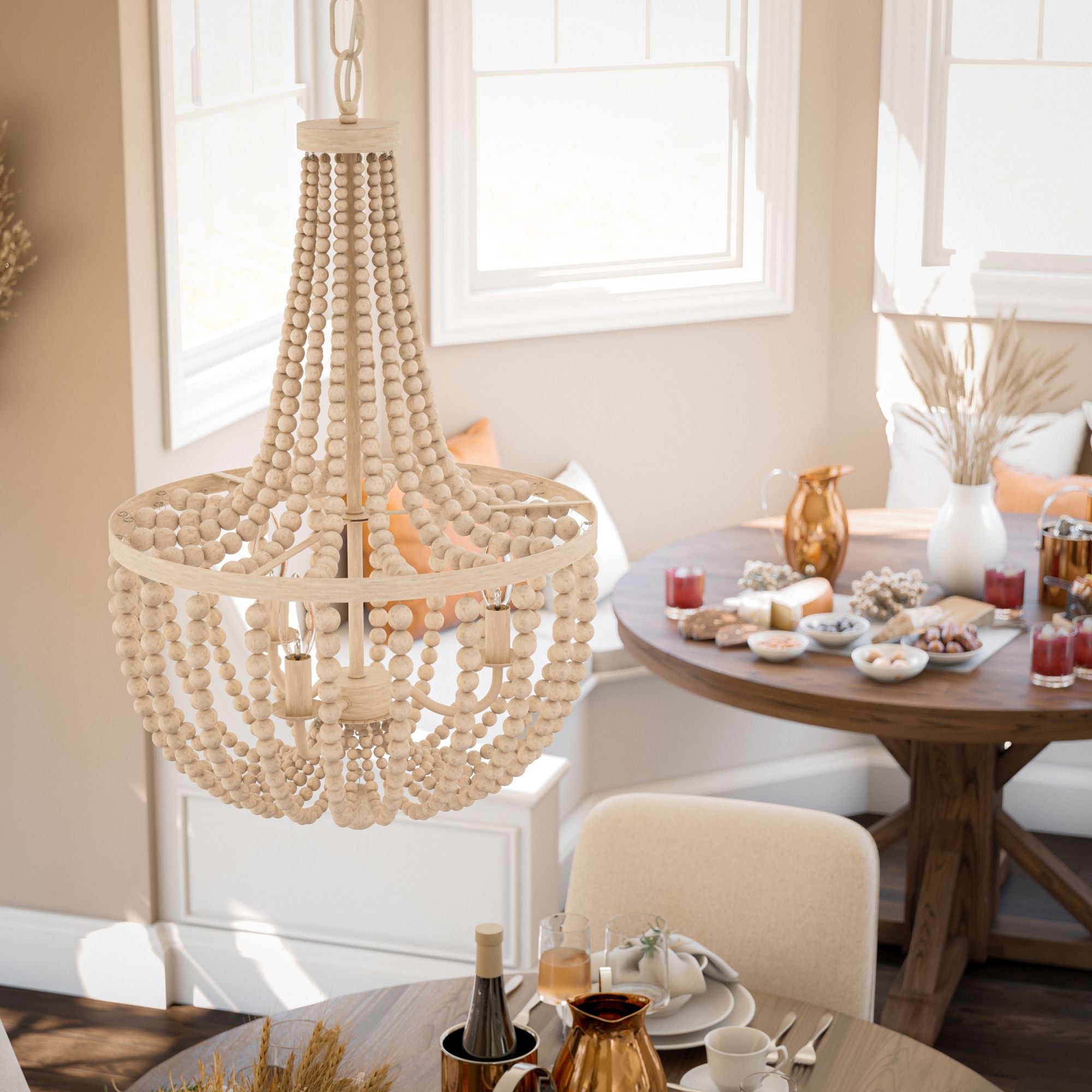 Dumas 3-Light Wood Beach Chandelier