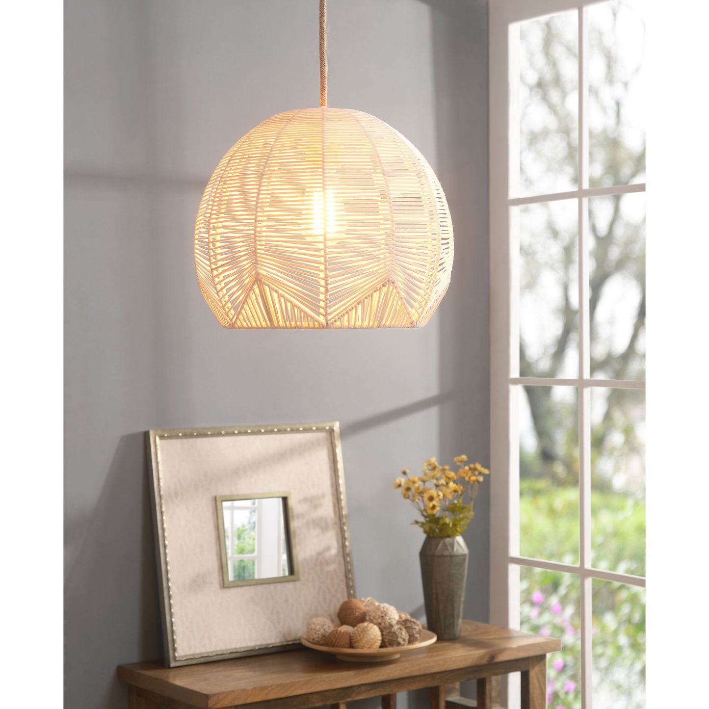 Noel 1-Light Rattan Pendant