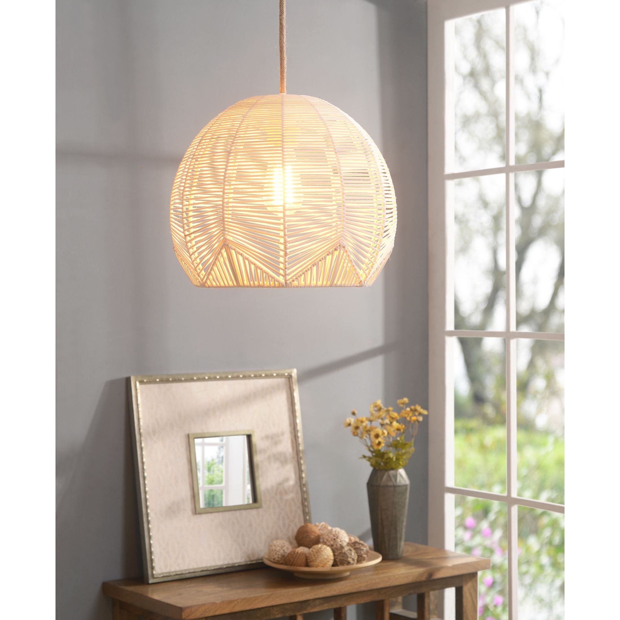 Noel 1-Light Rattan Pendant